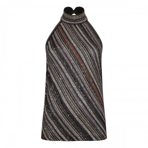 Herringbone halter-neck top