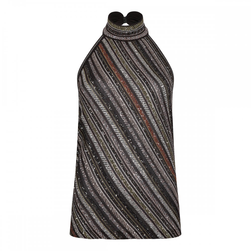 Herringbone halter-neck top