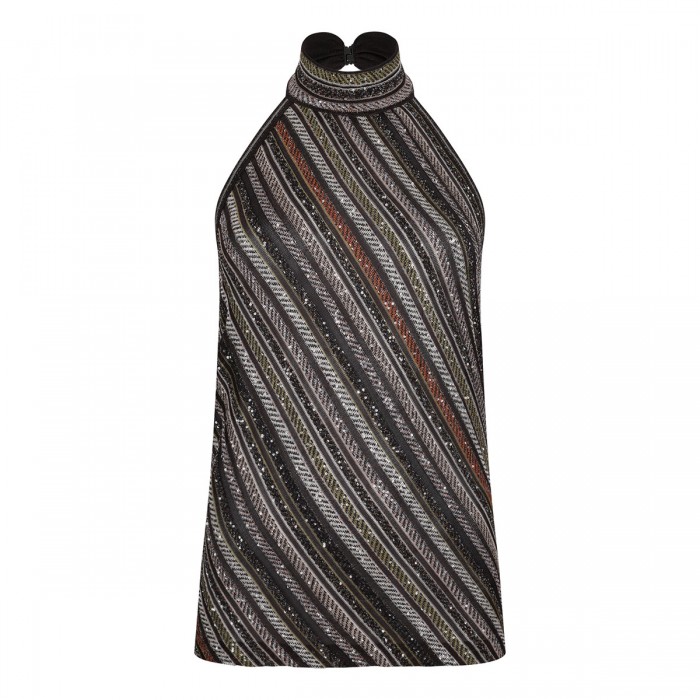 Herringbone halter-neck top