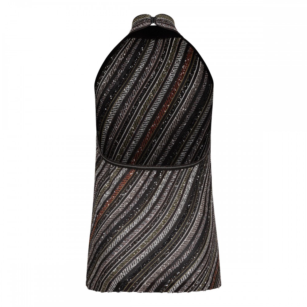 Herringbone halter-neck top