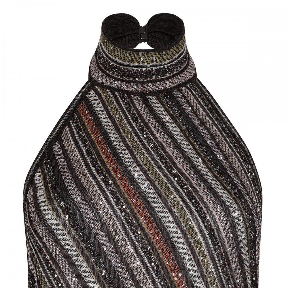 Herringbone halter-neck top