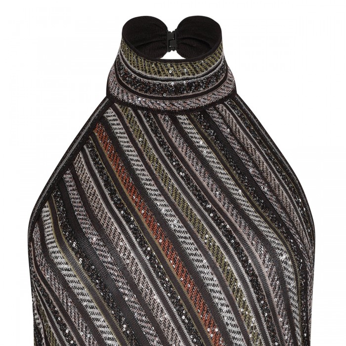 Herringbone halter-neck top