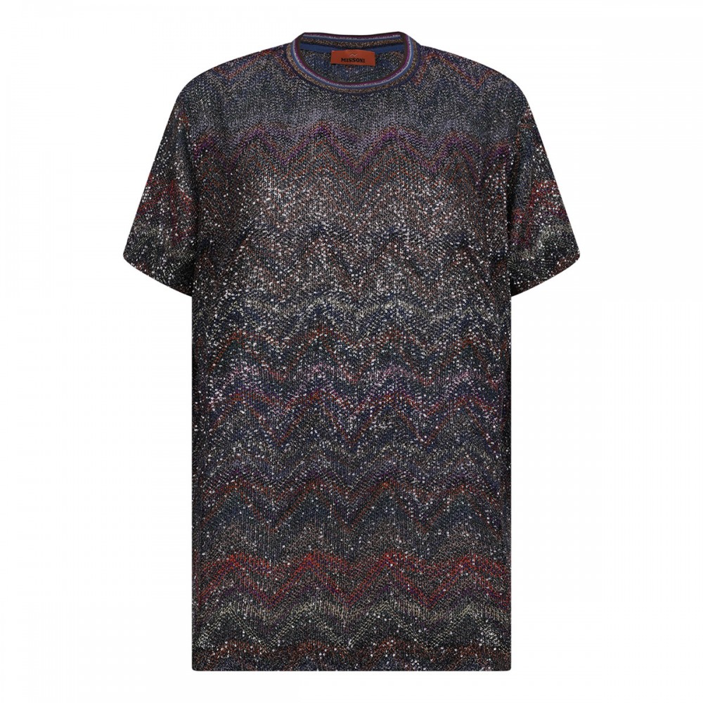 Zigzag and sequins T-shirt