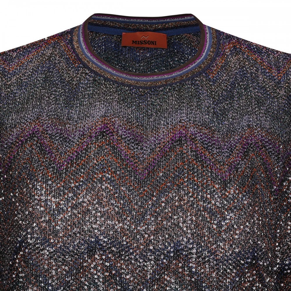 Zigzag and sequins T-shirt