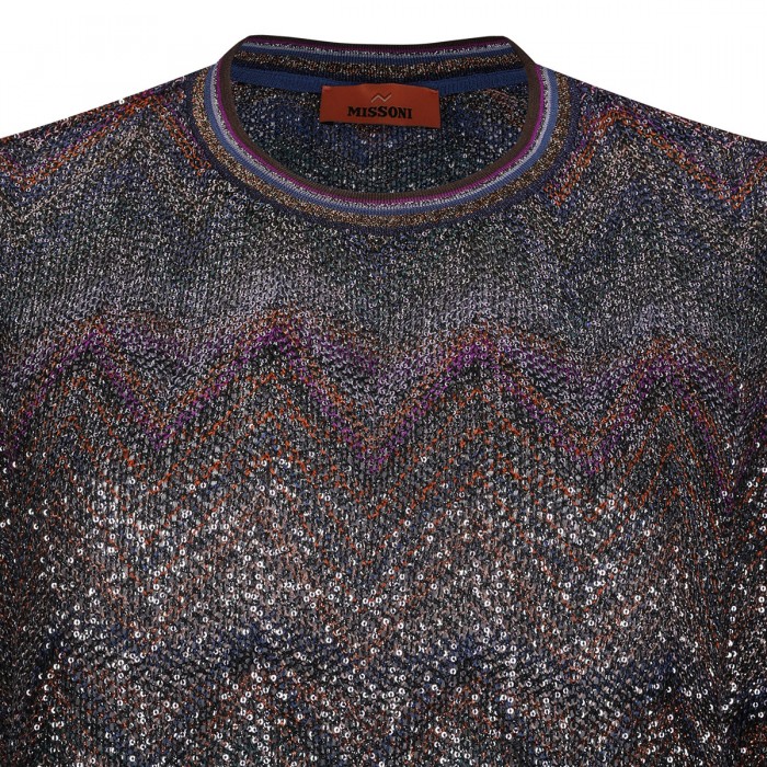 Zigzag and sequins T-shirt