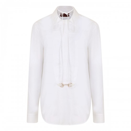 Poplin shirt with horsebit