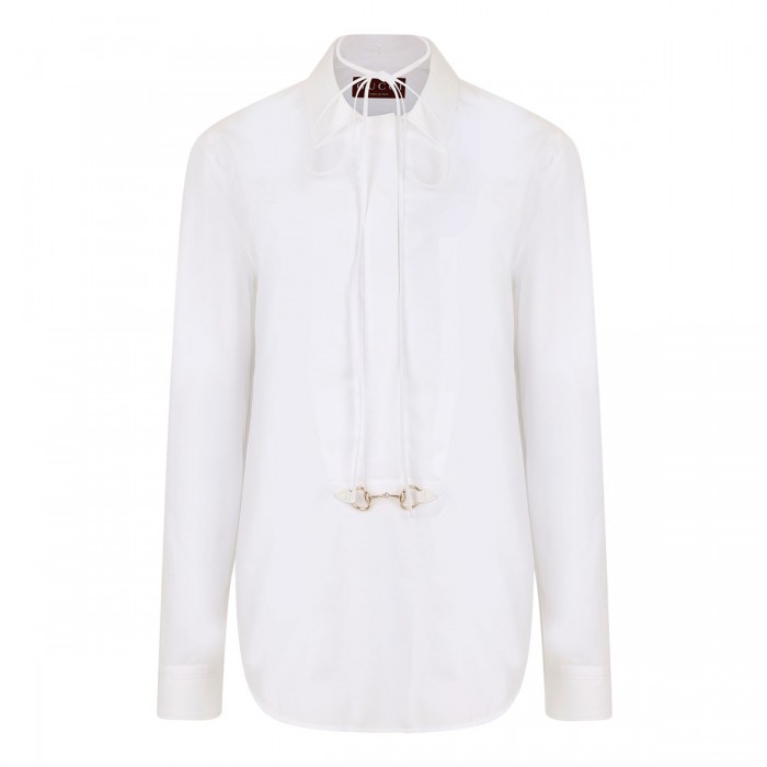 Poplin shirt with horsebit