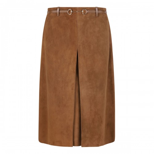 Horsebit suede skirt