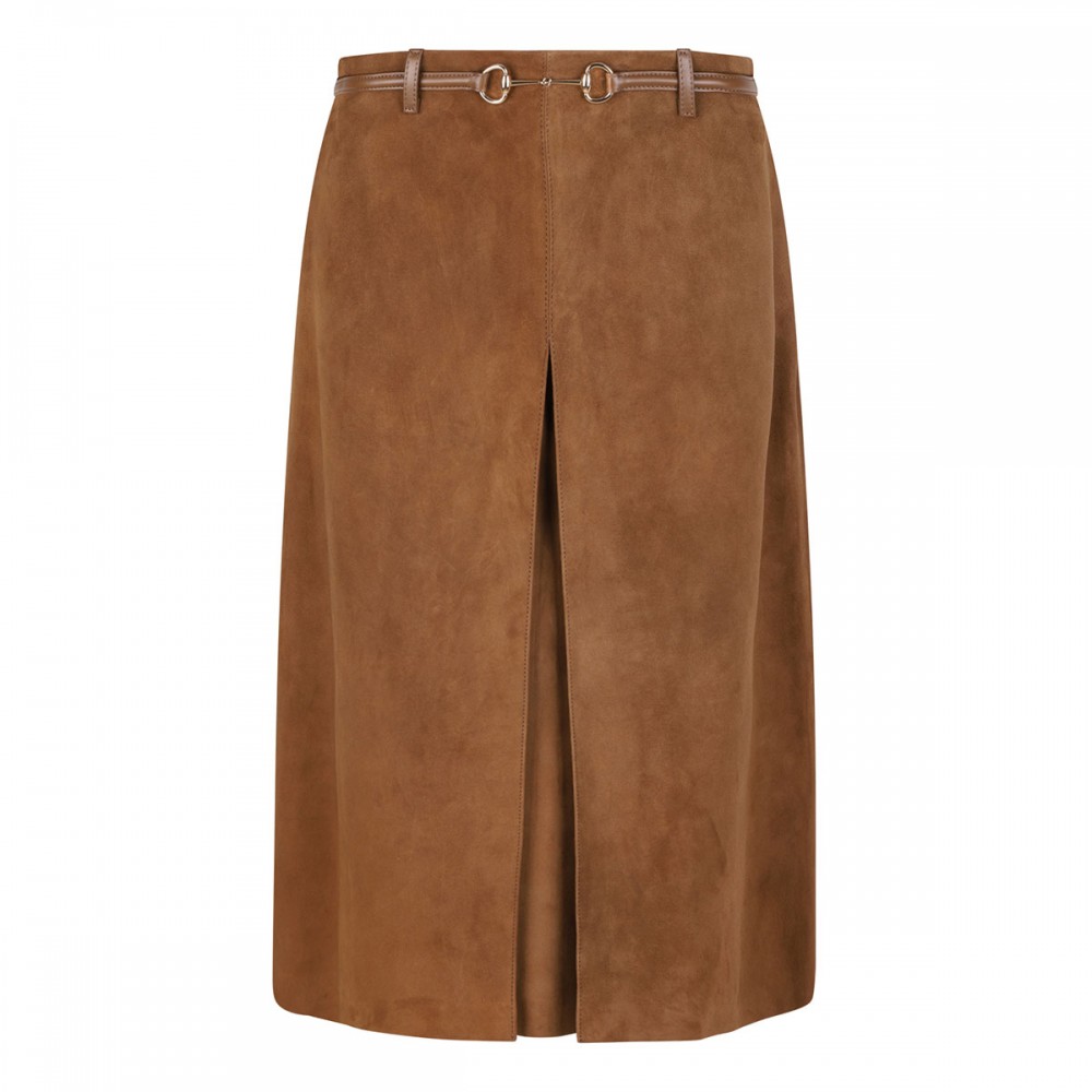 Horsebit suede skirt