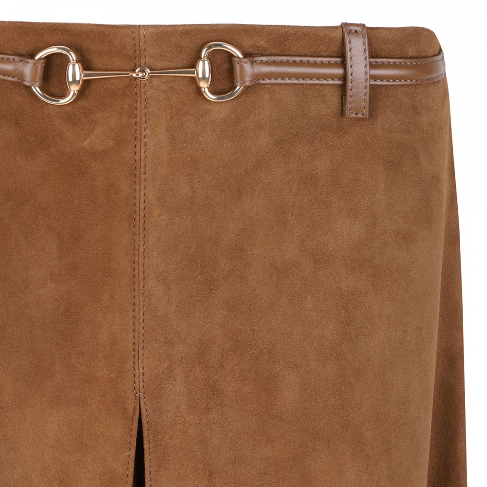 Horsebit suede skirt