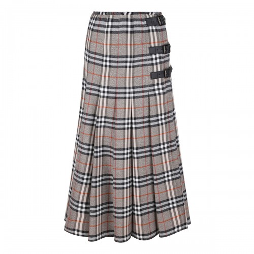 Check wool midi kilt