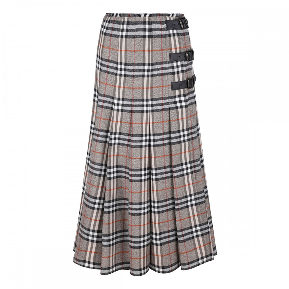 Check wool midi kilt