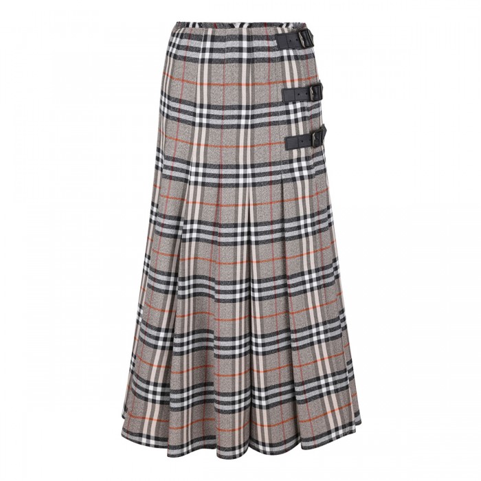Check wool midi kilt