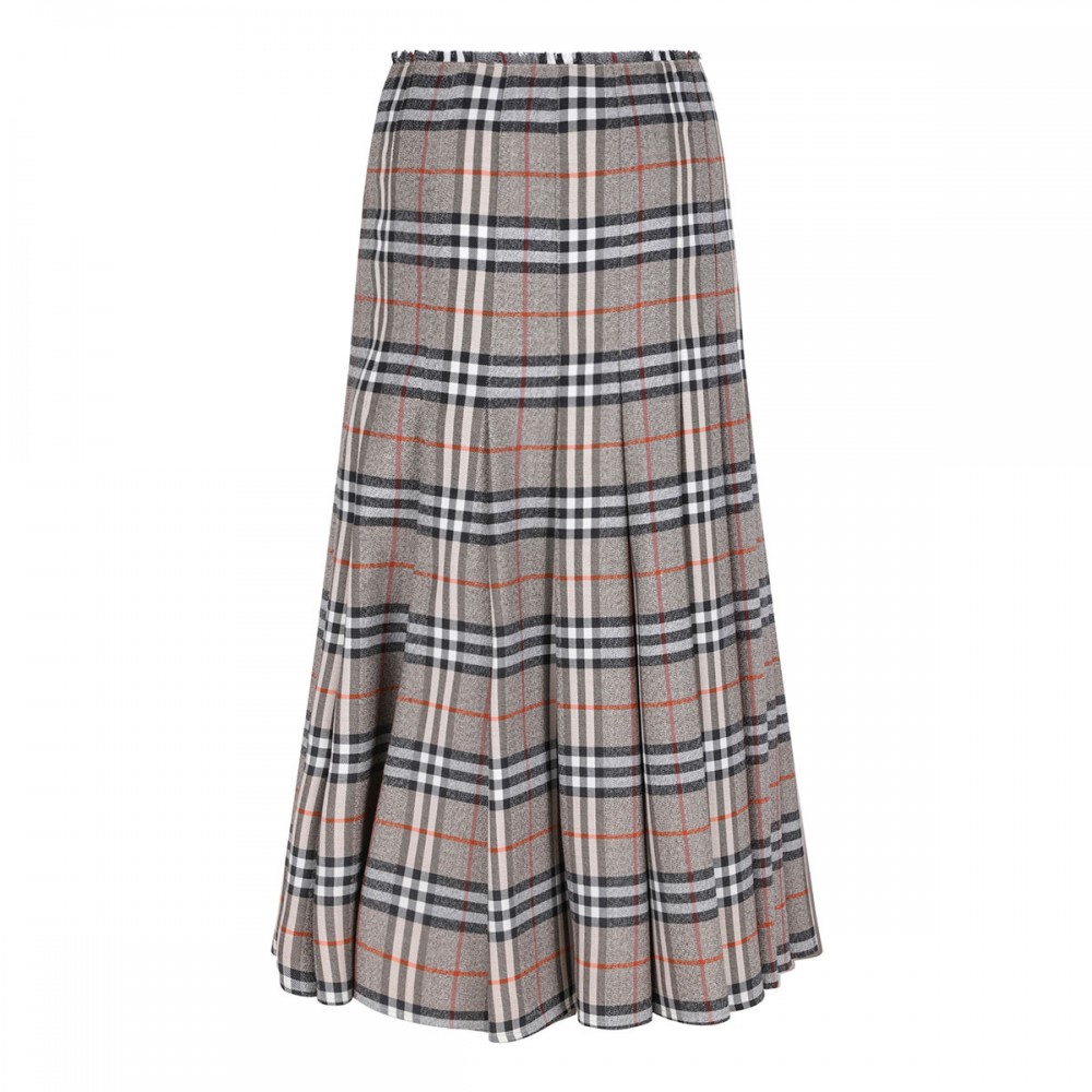 Check wool midi kilt