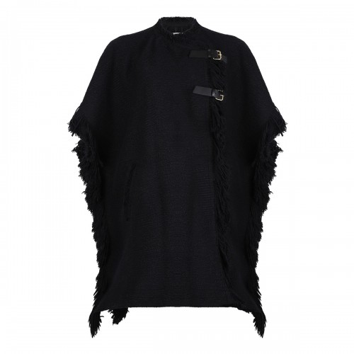 Greya fringed cape coat