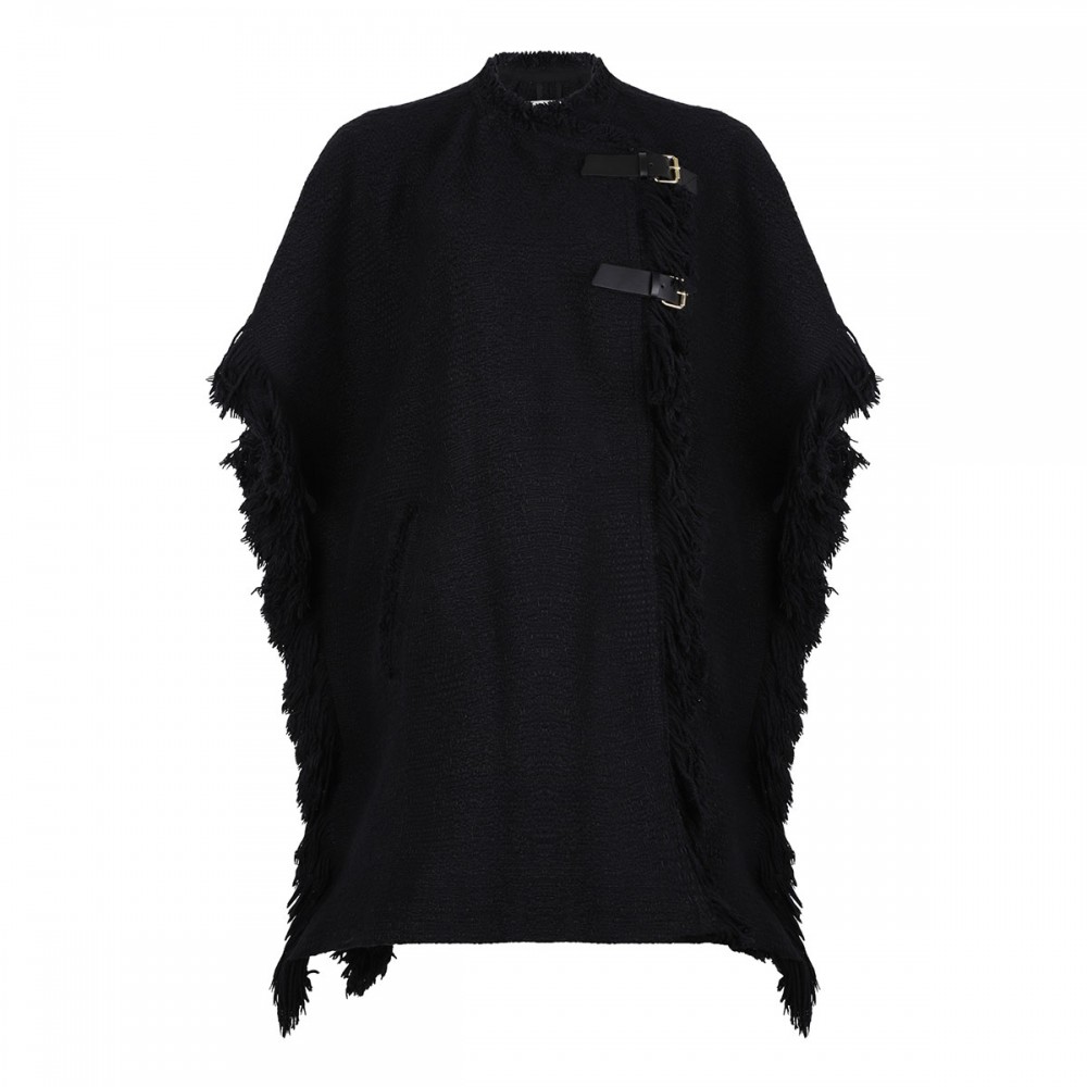 Greya fringed cape coat