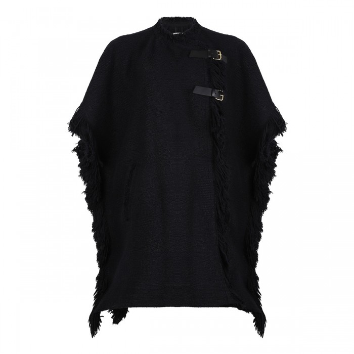 Greya fringed cape coat