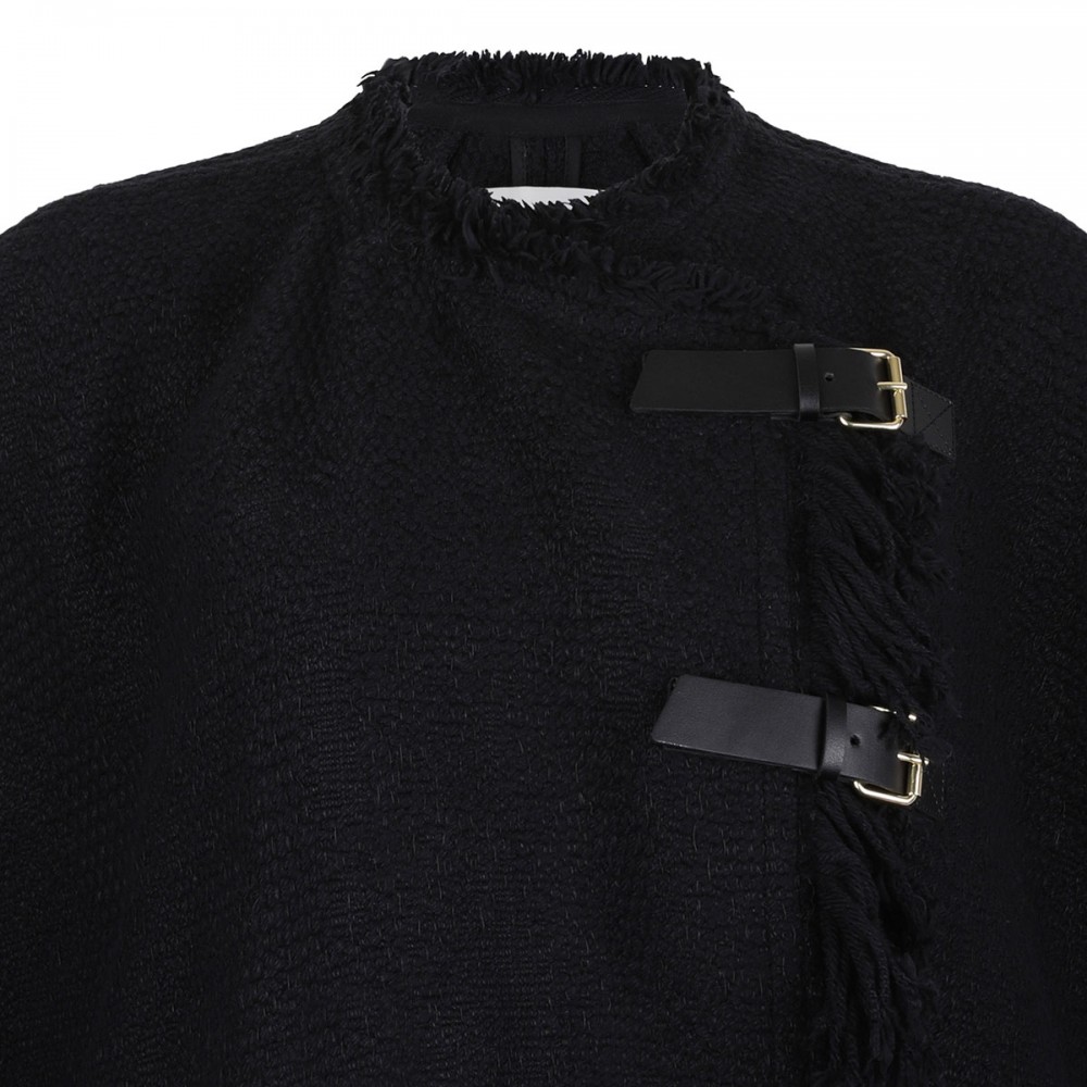 Greya fringed cape coat