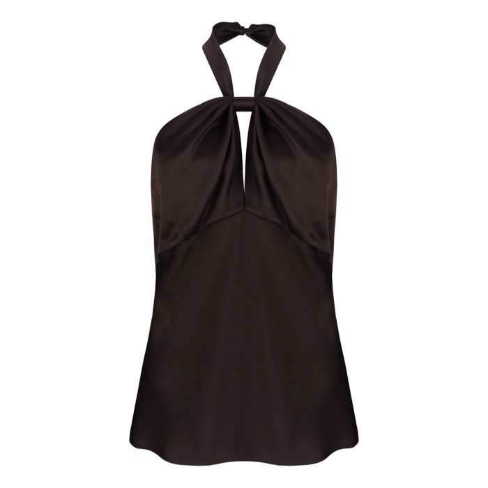 Deep brown halterneck top