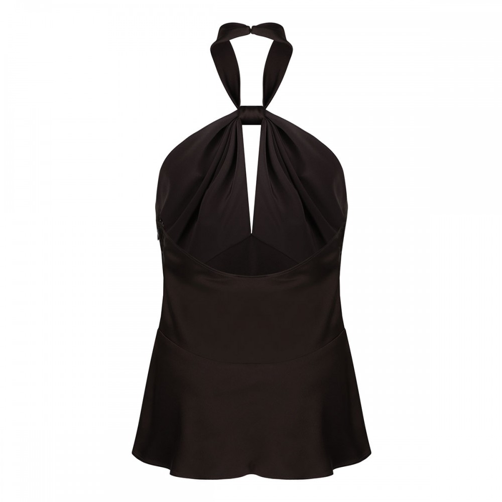 Deep brown halterneck top