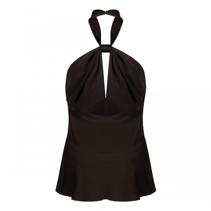 Deep brown halterneck top