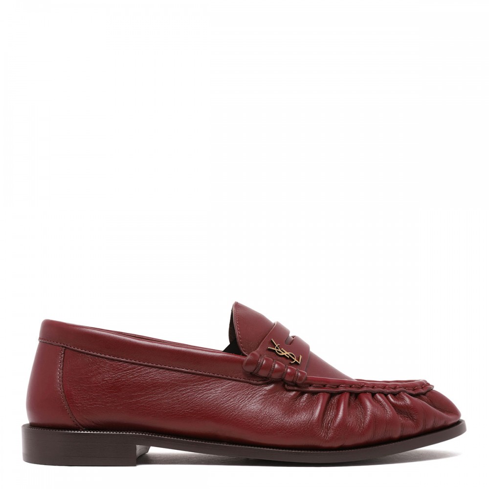 Dark ruby smooth leather loafers