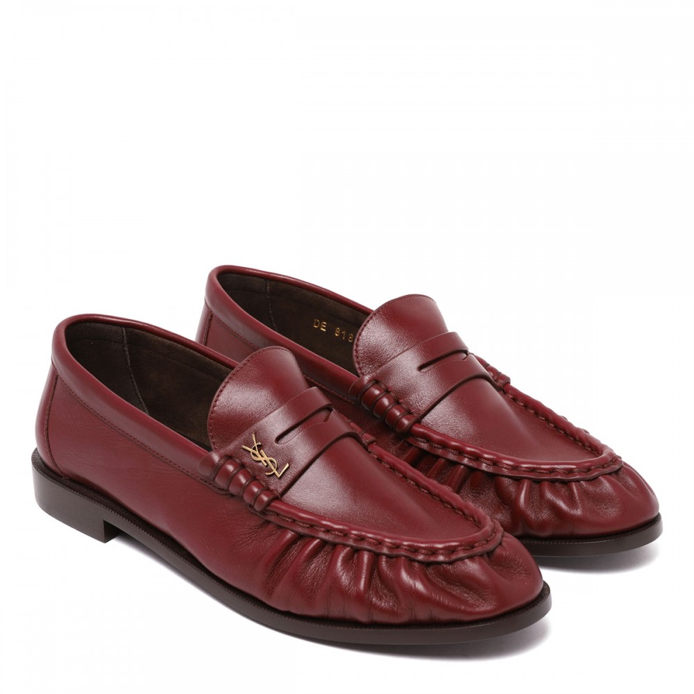 Dark ruby smooth leather loafers