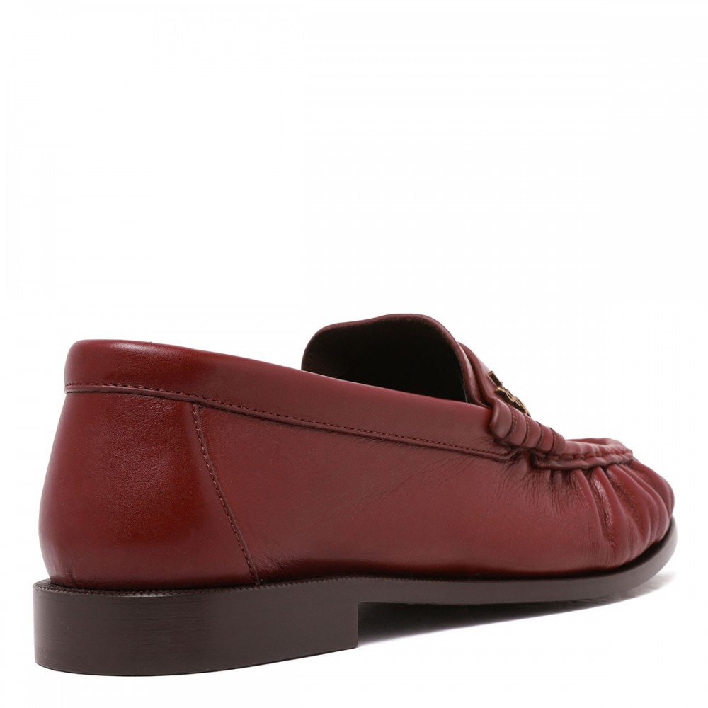 Dark ruby smooth leather loafers