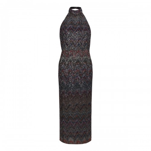 Herringbone stripe knit dress