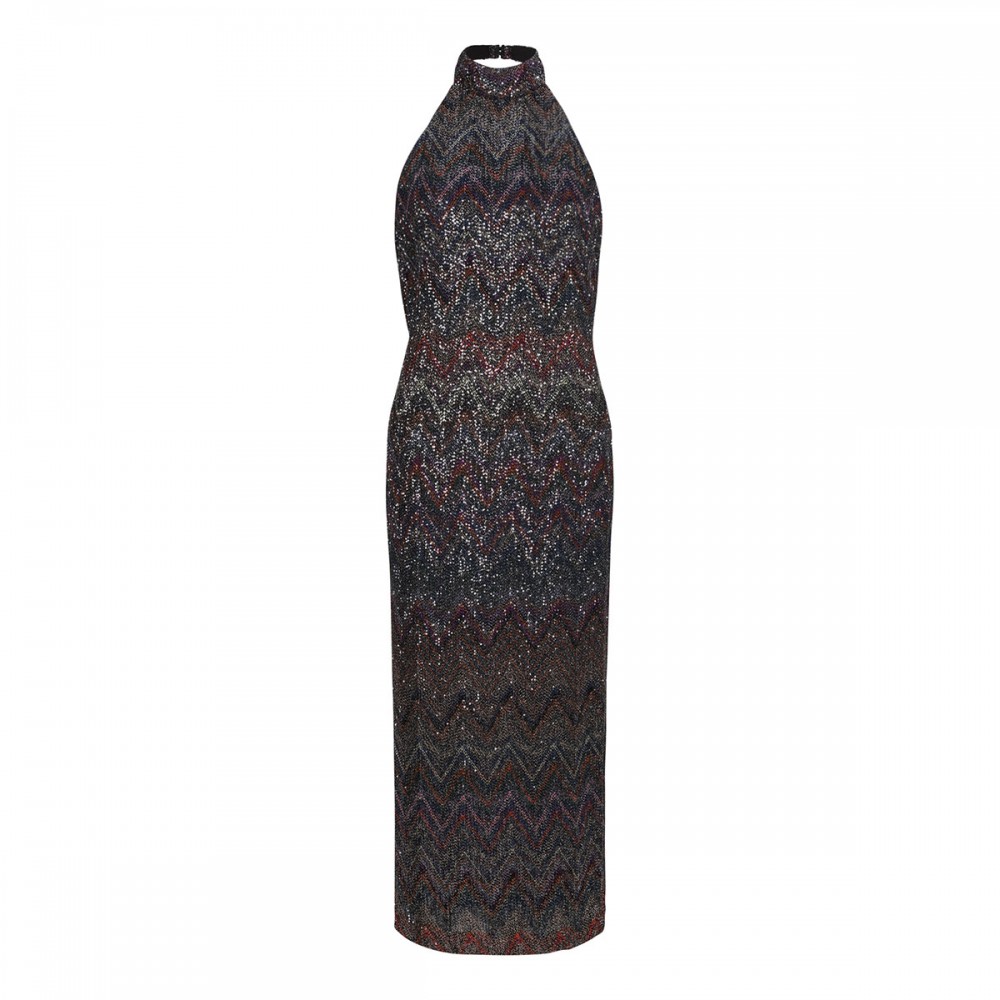 Herringbone stripe knit dress