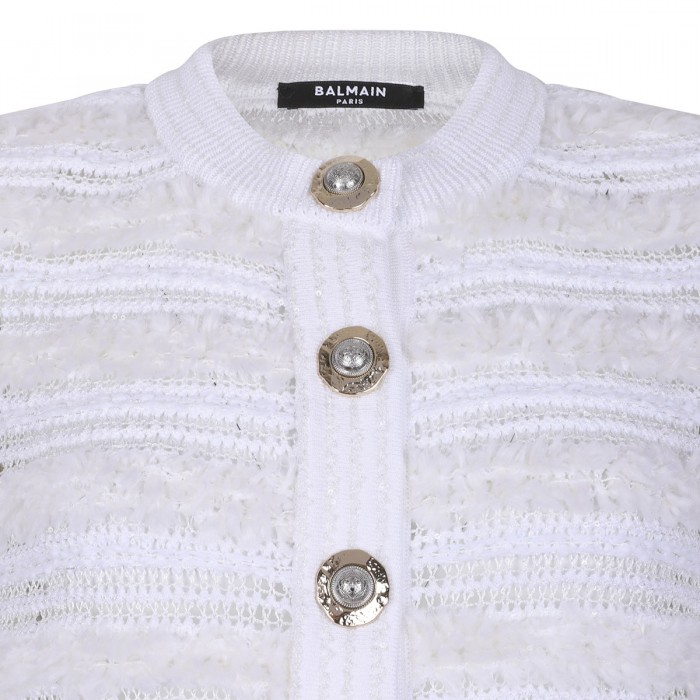 Tweed-effect knit cardigan