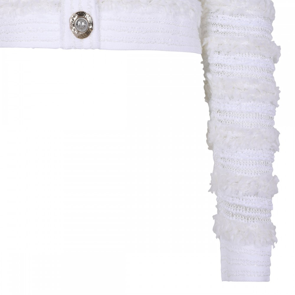 Tweed-effect knit cardigan