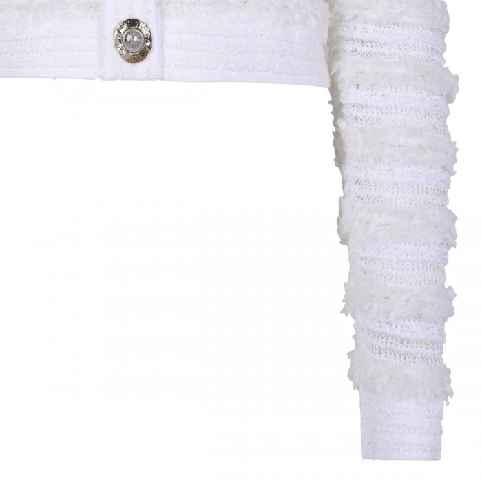 Tweed-effect knit cardigan