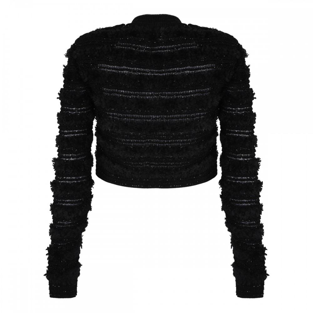 Tweed-effect knit cardigan