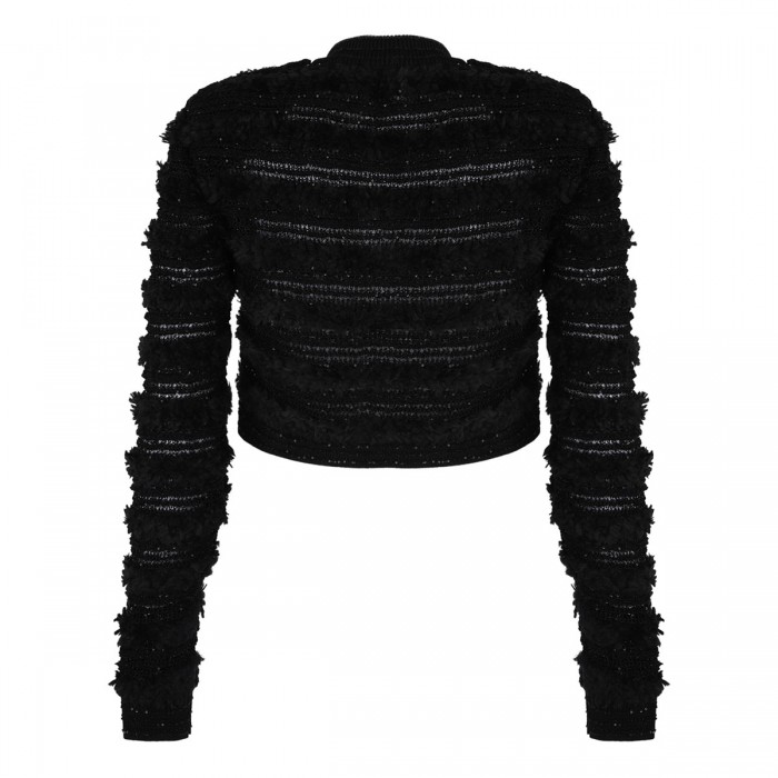 Tweed-effect knit cardigan