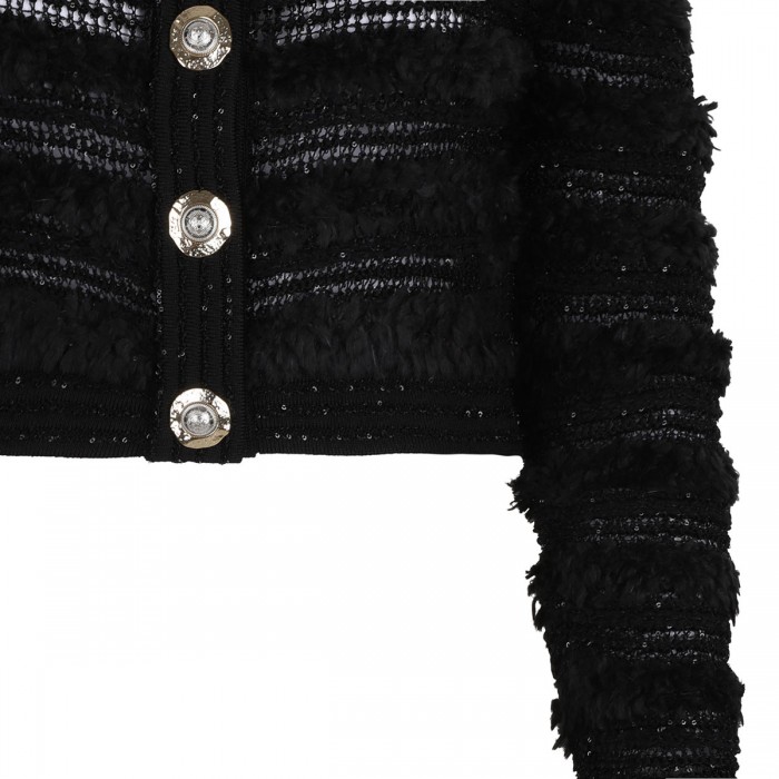 Tweed-effect knit cardigan