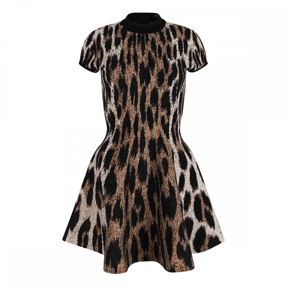 Leopard print jacquard dress