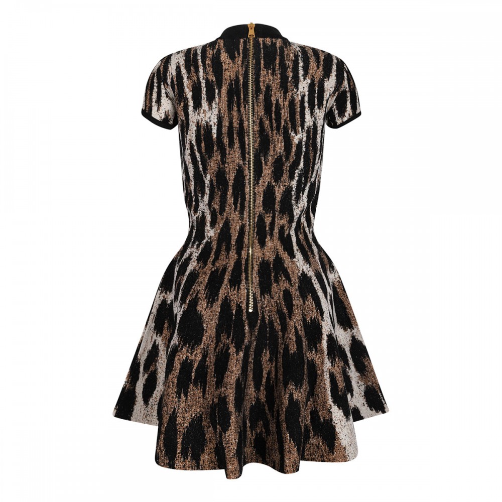 Leopard print jacquard dress