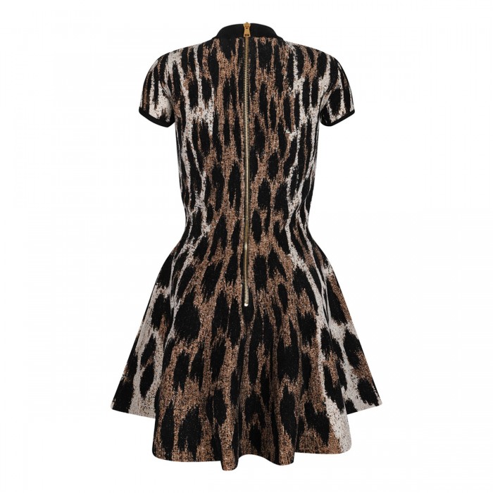Leopard print jacquard dress