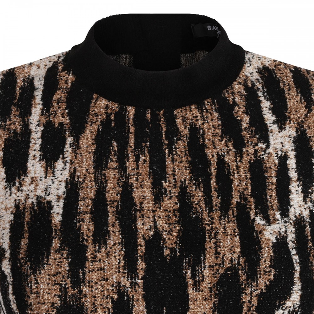 Leopard print jacquard dress