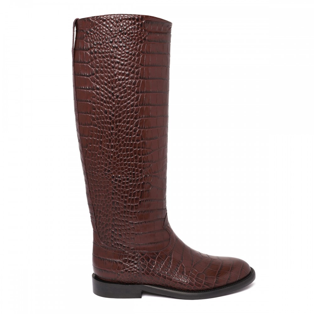Montana croc-embossed leather boots