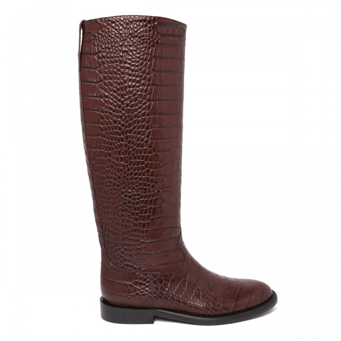 Montana croc-embossed leather boots