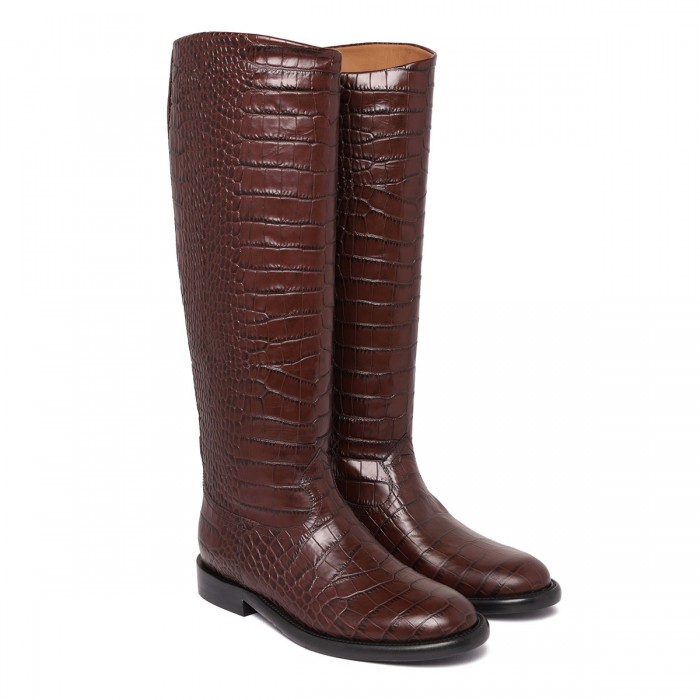 Montana croc-embossed leather boots