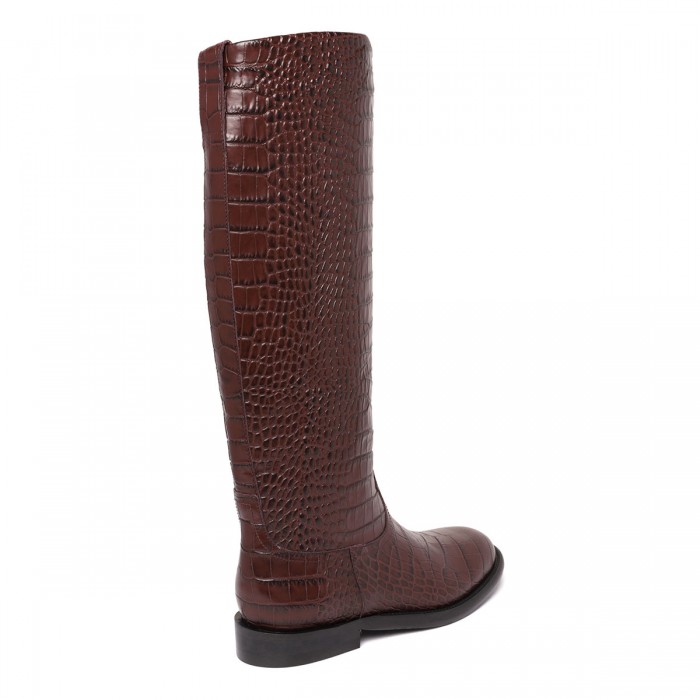 Montana croc-embossed leather boots