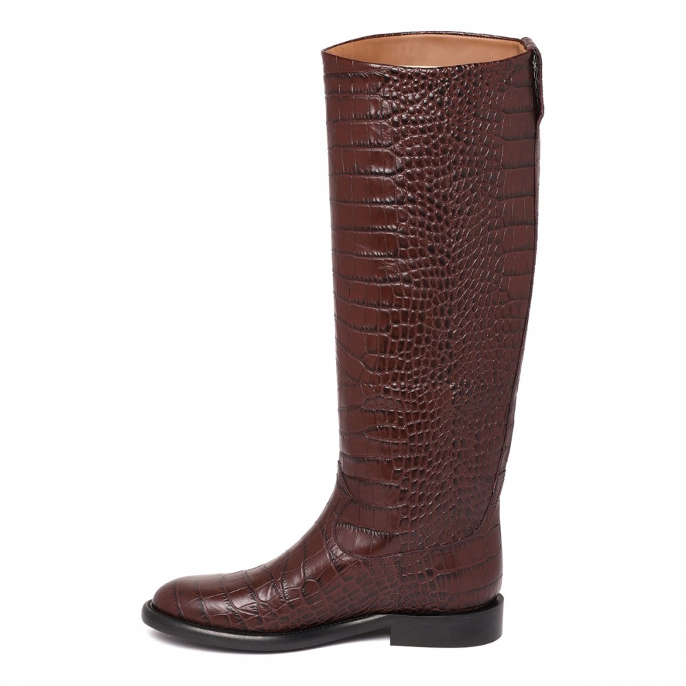 Montana croc-embossed leather boots