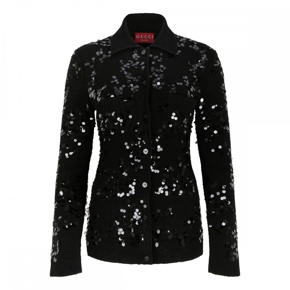 Sequin cardigan polo