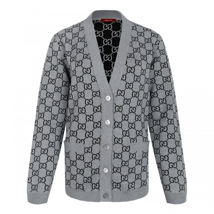 Reversible GG wool jacquard cardigan