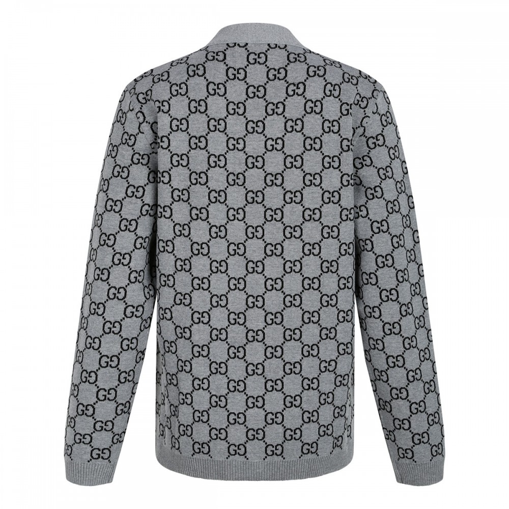 Reversible GG wool jacquard cardigan