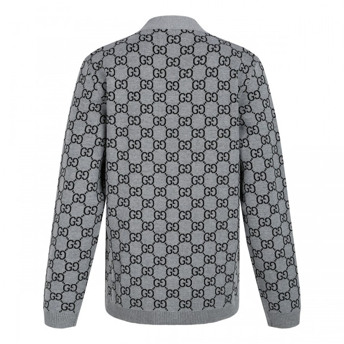 Reversible GG wool jacquard cardigan