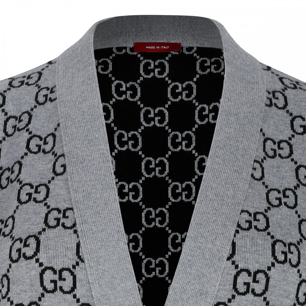 Reversible GG wool jacquard cardigan